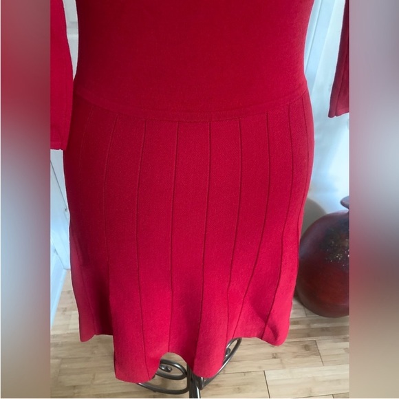 Ann Taylor Stretch Knit Sweater Fit & Flare Red Dress - Picture 11 of 14